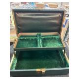 Vintage Green Jewelry Box with Velvet Interior