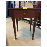 Wood Side Table with Turned Legs and Drawer