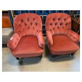 Rose Upholstered Tufted Armchairs