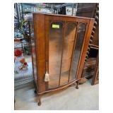 Wooden Glass-Front Curio Cabinet with Interior Fab