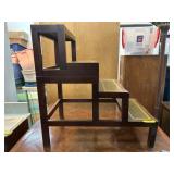 Wood and Leather Four-Step Folding Library Ladder