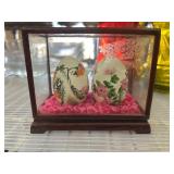 Hand-Painted Decorative Eggs in Glass Display Case