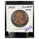 1945 Lincoln Wheat Cent in Red Uncirculated Condit
