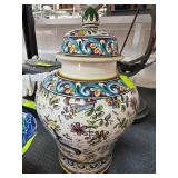 Hand-Painted Ceramica Anjos Lidded Jar