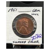 1951 Lincoln Wheat Penny, Uncirculated Condition