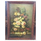 Signed Collins Oil Painting of Floral Still Life