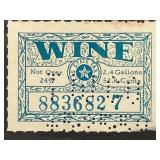 Early Texas State Wine Tax Revenue Stamp
