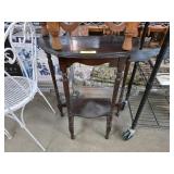 Two-Tier Wooden Side Table with Turned Legs