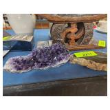 Amethyst Cluster and Agate Slice Duo