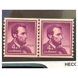 1958 4-Cent Lincoln Coil Pair Stamps