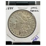 1885 Morgan Silver Dollar in Uncirculated Detail
