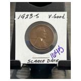 1923-S Lincoln Wheat Penny in Very Good Condition