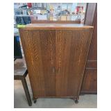 Oak Storage Cabinet With Shelves and Drawers