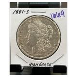 1881-S Morgan Silver Dollar in High Grade