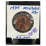 1939 Lincoln Wheat Cent MS63/64 RB