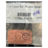 1 oz Copper Bar with Random Design