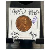 1945-D Lincoln Wheat Cent MS-65+ Red