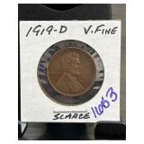 1919-D Lincoln Wheat Penny in Very Fine Condition