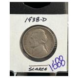 1938-D Jefferson Nickel in Holder