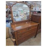 Wooden Dresser with Mirror and Drawers