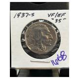 1937-S Buffalo Nickel Graded VF/EF
