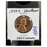 1973-S Lincoln Cent Deep Cameo Proof
