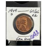 1949-S Lincoln Wheat Penny Gem Uncirculated Condit