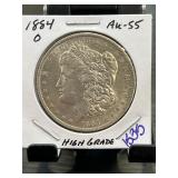 1884-O Morgan Silver Dollar AU-55