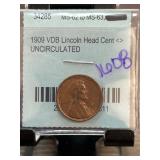 1909 VDB Lincoln Cent in Uncirculated Condition