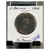 1806 Great Britain Half Penny Coin