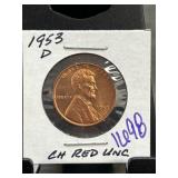 1953-D Lincoln Wheat Cent, Choice Red Uncirculated
