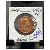 1950 Lincoln Wheat Cent in Choice UNC