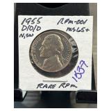 1955 Jefferson Nickel D/D/D RPM-001 MS65+