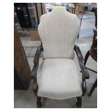 Upholstered Armchair with Carved Wooden Frame