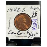 1948-D Lincoln Wheat Cent, Gem Red