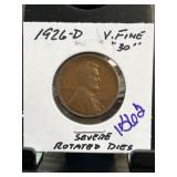 1926-D Lincoln Wheat Cent With Rotated Dies