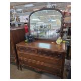 Wooden Dresser with Mirror and Four Drawers