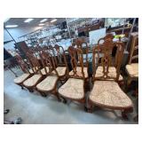 10 Wooden Chairs with Woven Seats