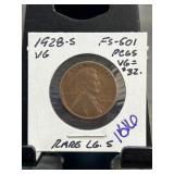 1928-S Lincoln Wheat Cent FS-501 VG