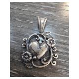 Sterling Silver Floral Heart Pendant