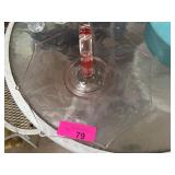 Etched Pink Glass Serving Plate With Handle