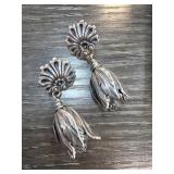 Sterling Silver Floral Drop Earrings