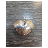Sterling Silver Heart Pendant With Etched Design