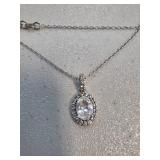 Sterling Silver Necklace With Oval Pendant
