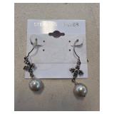 Sterling Silver Drop Earrings with Faux Pearls