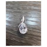 Sterling Silver Pendant With Pear-Shaped Clear Sto