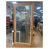 Wooden Glass Panel Door with Handle Opening