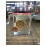 1964 Silver Unc set in Lucite Paperweight