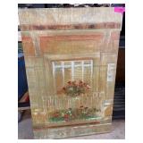 Impressionistic Painting of a Flowered Window