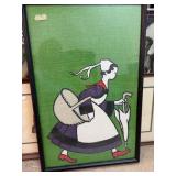 Framed Textile Art Featuring Woman in Traditional